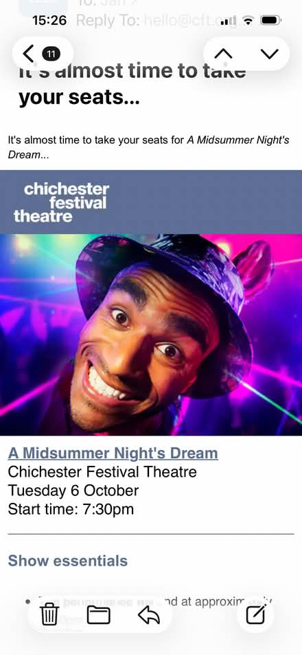 Photo of free Theatre ticket chichester (Rose Green PO21) #1