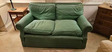 Photo of free 2 seater sofa upholstered in green (Chelsea SW10) #2