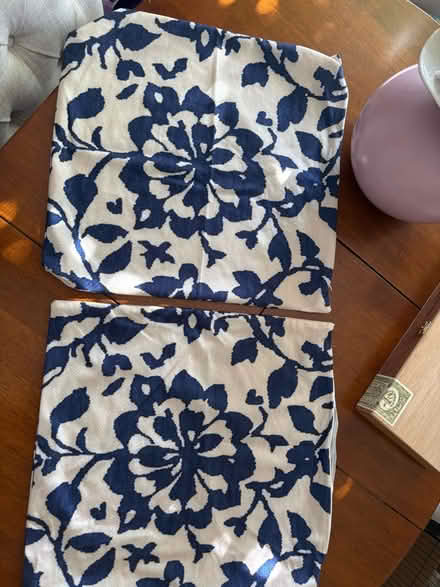 Photo of free Pair of blue and cream cushion covers (Morrell Avenue OX4) #1
