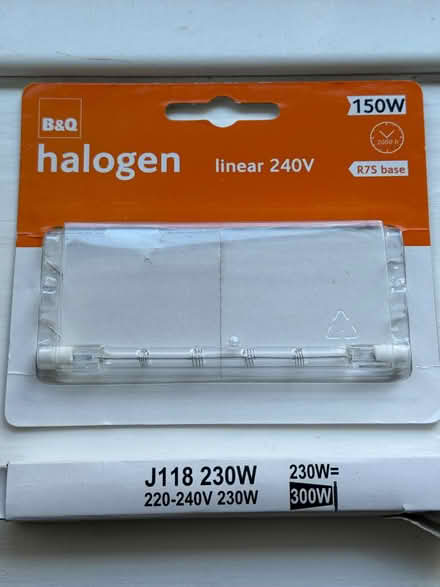 Photo of free Two 118mm linear R7s base halogen bulbs. A 150W and a 230W (Clarkston G76) #1