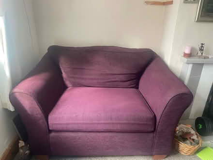 Photo of free Purple cuddle chair/ small sofa (Donnington Bridge OX1) #1
