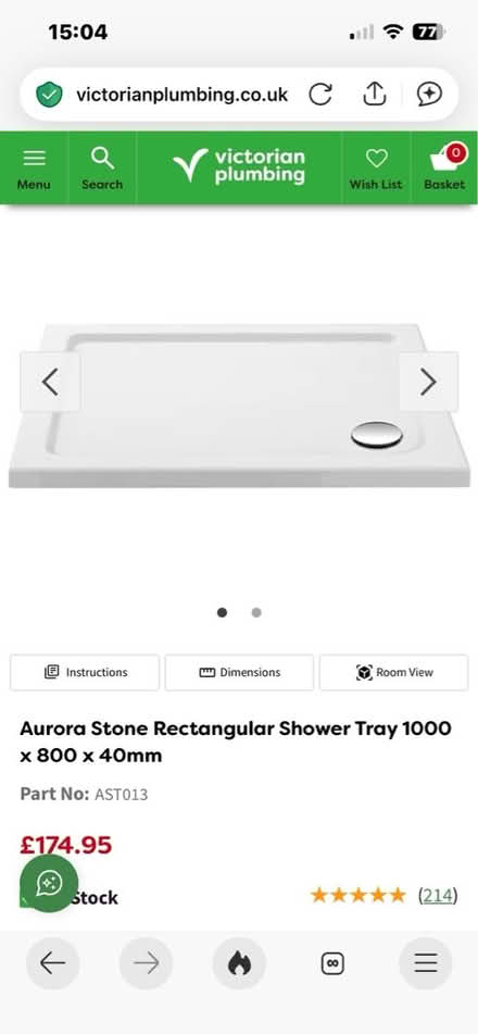 Photo of free Stone Shower Tray 1000 x 800 x 40mm (Crystal Palace) #1