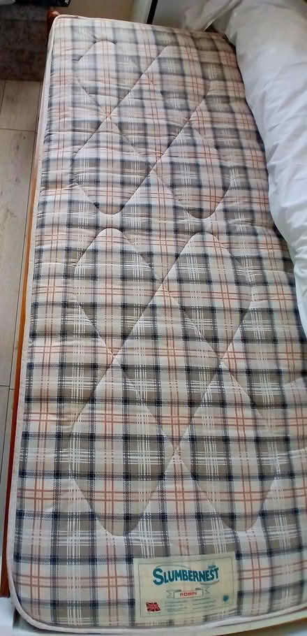 Photo of free Single bed pine base + New Mattress (Bridlington North YO16) #3