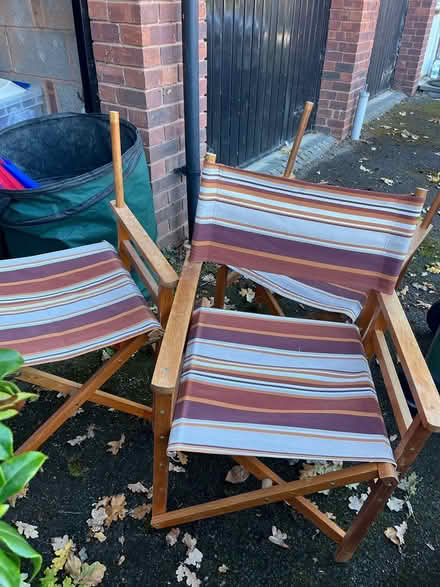 Photo of free 3 Vintage Directors wooden chairs (Dursley) #2