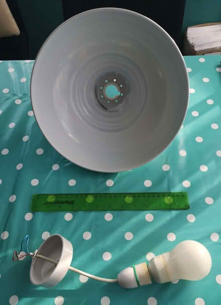 Photo of free Lampshade and bulb (Woodley RG5) #2