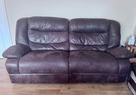 Photo of free Chocolate Brown Faux Suede Reclining Sofa (Wivenhoe CO7) #1