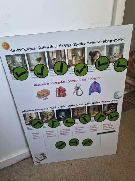 Photo of free Girl's routine board in 4 languages with magnets (Knaphill GU21) #1