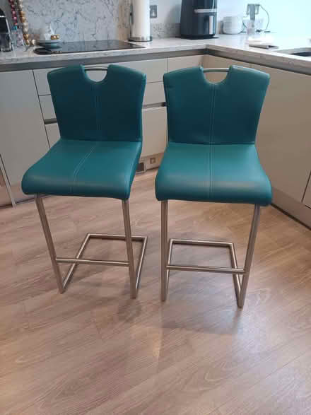 Photo of free 2 turquoise counter stools (Chorley SK9) #1