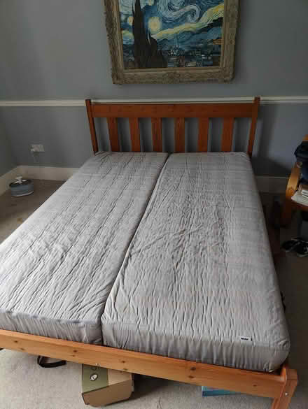 Photo of free King size bed and mattresses (Sinderhope (NE47)) #1