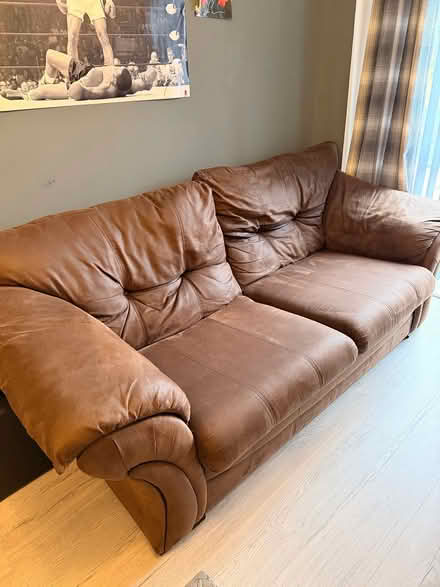 Photo of free Chocolate brown sofa (RH12 3XS) #1