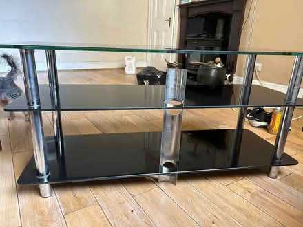 Photo of free Black glass tv table (G14 9hz) #2