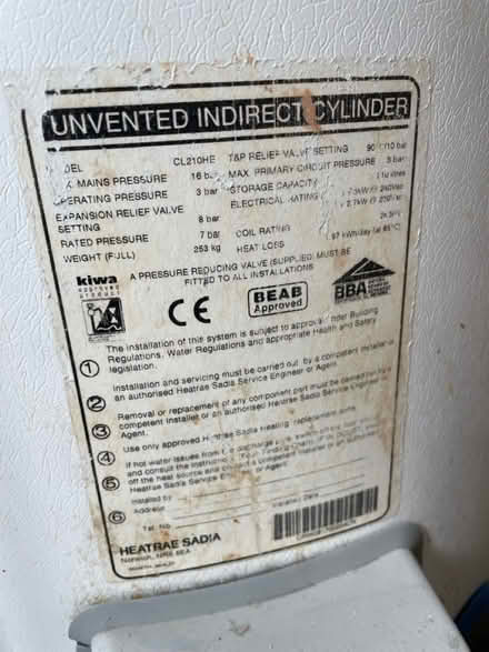Photo of free Heatrae Sadia CL210HE cylinder (Highgate N6) #1