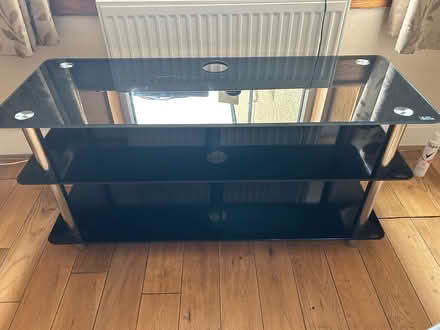 Photo of free Black glass tv table (G14 9hz) #4