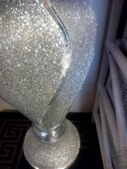 Photo of free Silver glittered vase with flowers (Ashhill walk Bd47jf) #2