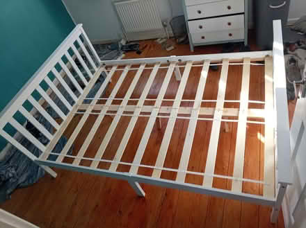 Photo of free Old white wooden double bed frame (Pudsey LS28) #2