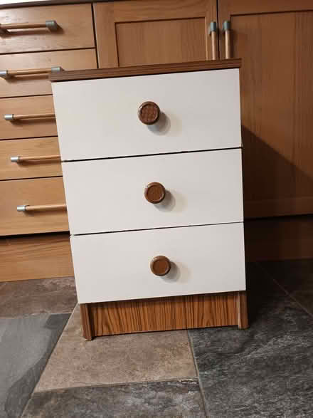 Photo of free Basic bedside drawer unit (Walnut Tree MK7) #1