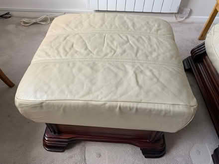 Photo of free Pouffe/Footstool Cream Leather (Newbury RG14) #1