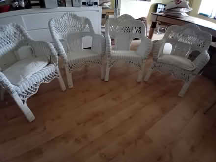 Photo of free 4 x white wicker chairs (Clophill MK45) #1