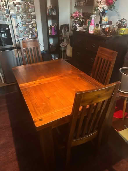 Photo of free Wooden dining table with 2 chairs (Ruislip) #1