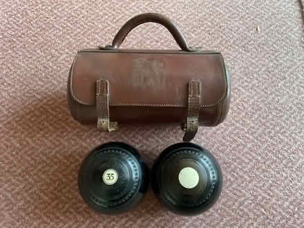 Photo of free Two lawn bowls and leather case (Bradenstoke SN15) #1