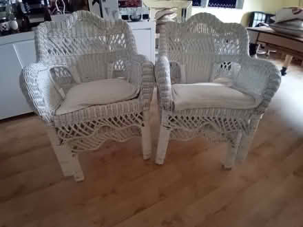 Photo of free 4 x white wicker chairs (Clophill MK45) #2