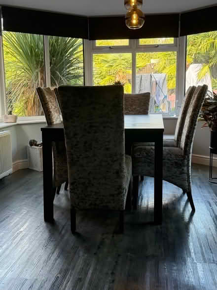 Photo of free Black wooden dining room table and chairs (Webheath B97) #2