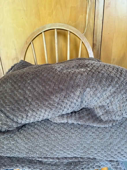 Photo of free 2 large brown waffle fleece throw blankets (Cradley WR13) #1