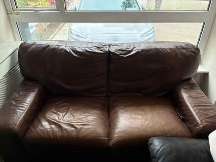 Photo of free Brown leather couch (Blackrock Co Dublin) #2