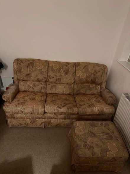 Photo of free Sofa with matching footstool (Market Harborough LE16) #1