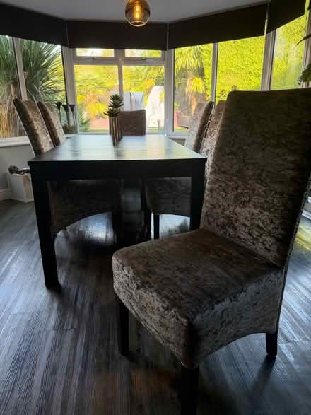Photo of free Black wooden dining room table and chairs (Webheath B97) #4