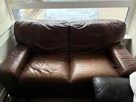 Photo of free Brown leather couch (Blackrock Co Dublin) #1