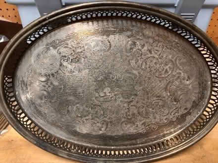 Photo of free Silver platter, cookbooks (Newton, MA) #1