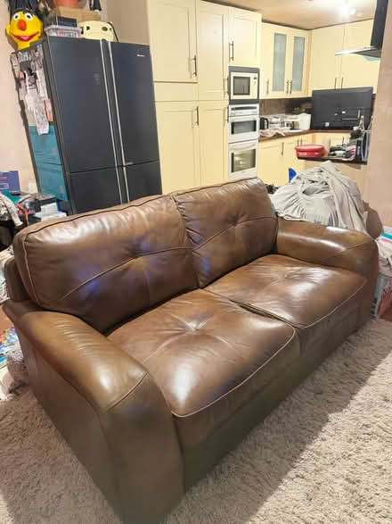 Photo of free Large brown leather settee 3 seater (Penn WV4) #1