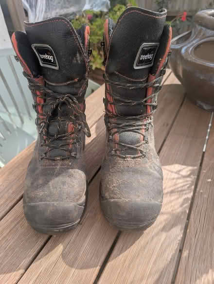 Photo of free Treehog chainsaw boots size 9 (Hastings TN34) #1