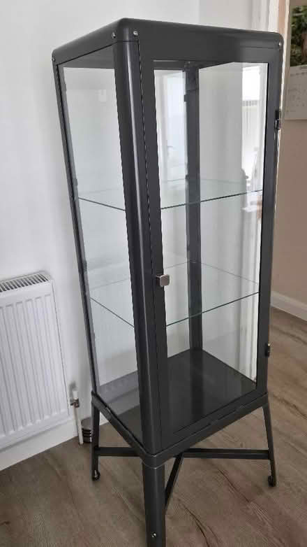 Photo of free Grey small glass cabinet (Ashford TW15) #1