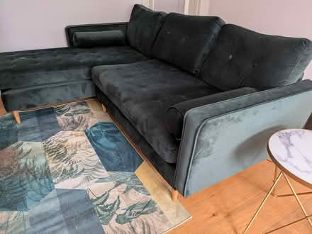 Photo of free Dark green, velvet corner sofa (W5) #2