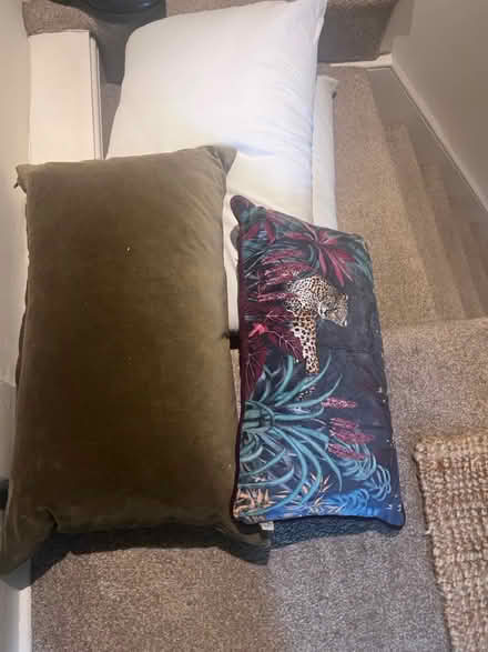 Photo of free Habitat Black Double Bed Frame, Pillows, Cushions (Thorpe Hesley S61) #1