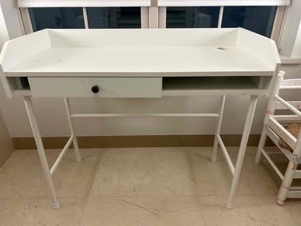 Photo of free White wooden desk with metal legs (Riverside SW6) #1