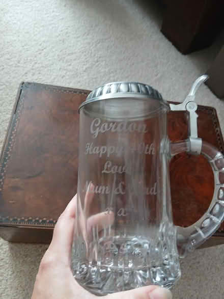 Photo of free Engraved glass beer stein (Langney BN23) #1
