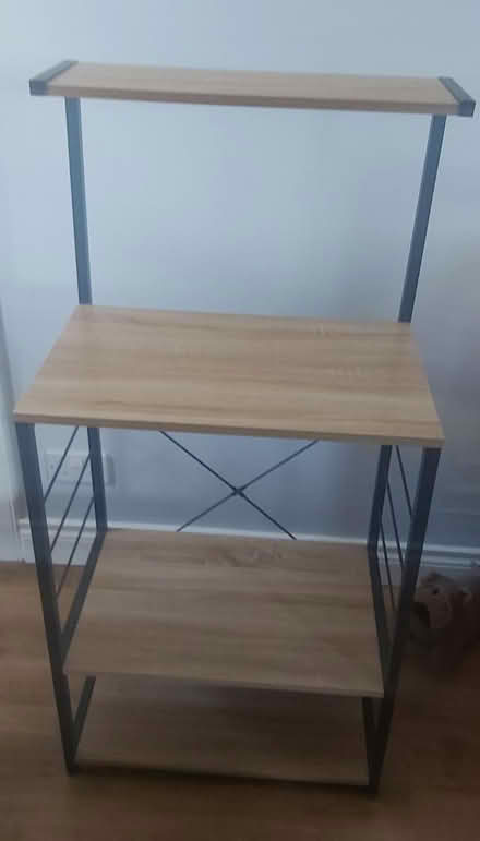 Photo of free Tall wood & metal shelve unit (Falkland KY15) #1