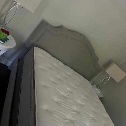 Photo of free Gray, Queen Upholstered Bed Frame (Follen) #1