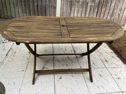 Photo of free Outdoor wooden table (Rayleigh SS6) #1