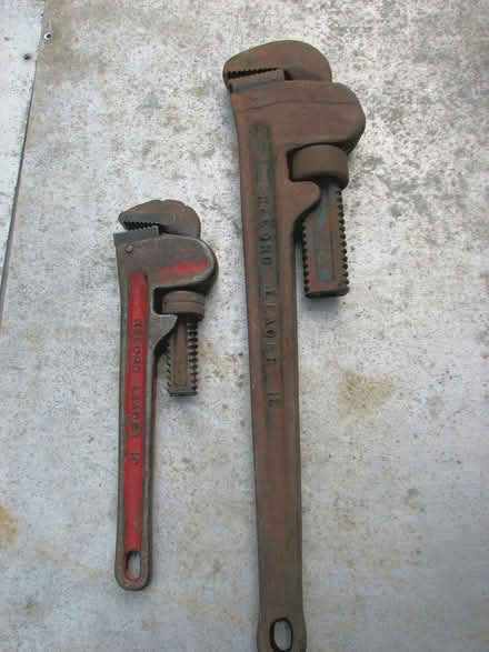 Photo of free Pair of Vintage Stilsons, adjustable wrenches. (Corringham SS17) #1