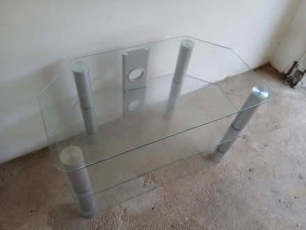 Photo of free glass tv shelving unit (Bussage GL6) #3