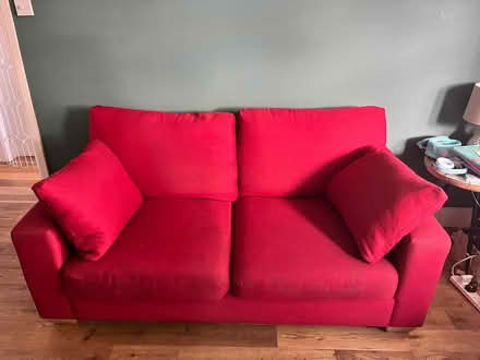Photo of free Red fabric 2 seat sofa (Hertford SG14 2BT) #1