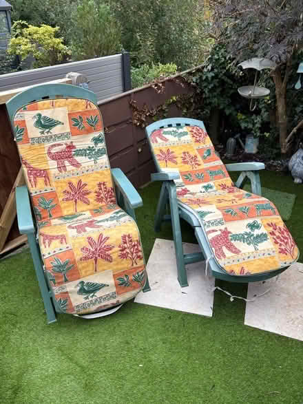 Photo of free Folding Reclining Garden Chairs with Cushions (Mossley OL5) #1