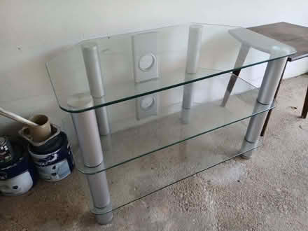 Photo of free glass tv shelving unit (Bussage GL6) #1