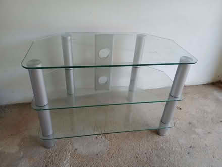 Photo of free glass tv shelving unit (Bussage GL6) #2