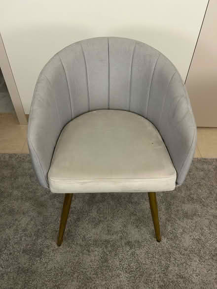 Photo of free Grey velvet desk / bedroom chair (Riverside SW6) #1