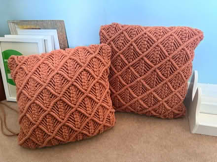 Photo of free 2 Brown Crochet Cushions (Catcliffe S60) #1